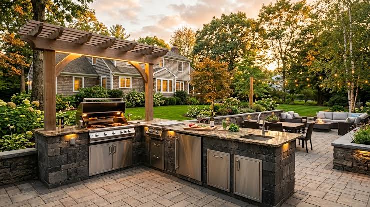 Custom Outdoor Kitchen Cost with Granite Countertops USA